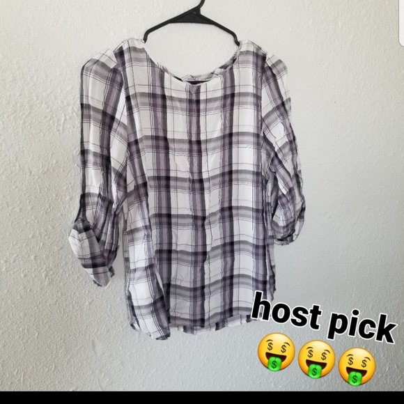 LOFT Tops - Loft plaid loose fitting 3/4 sleeves top